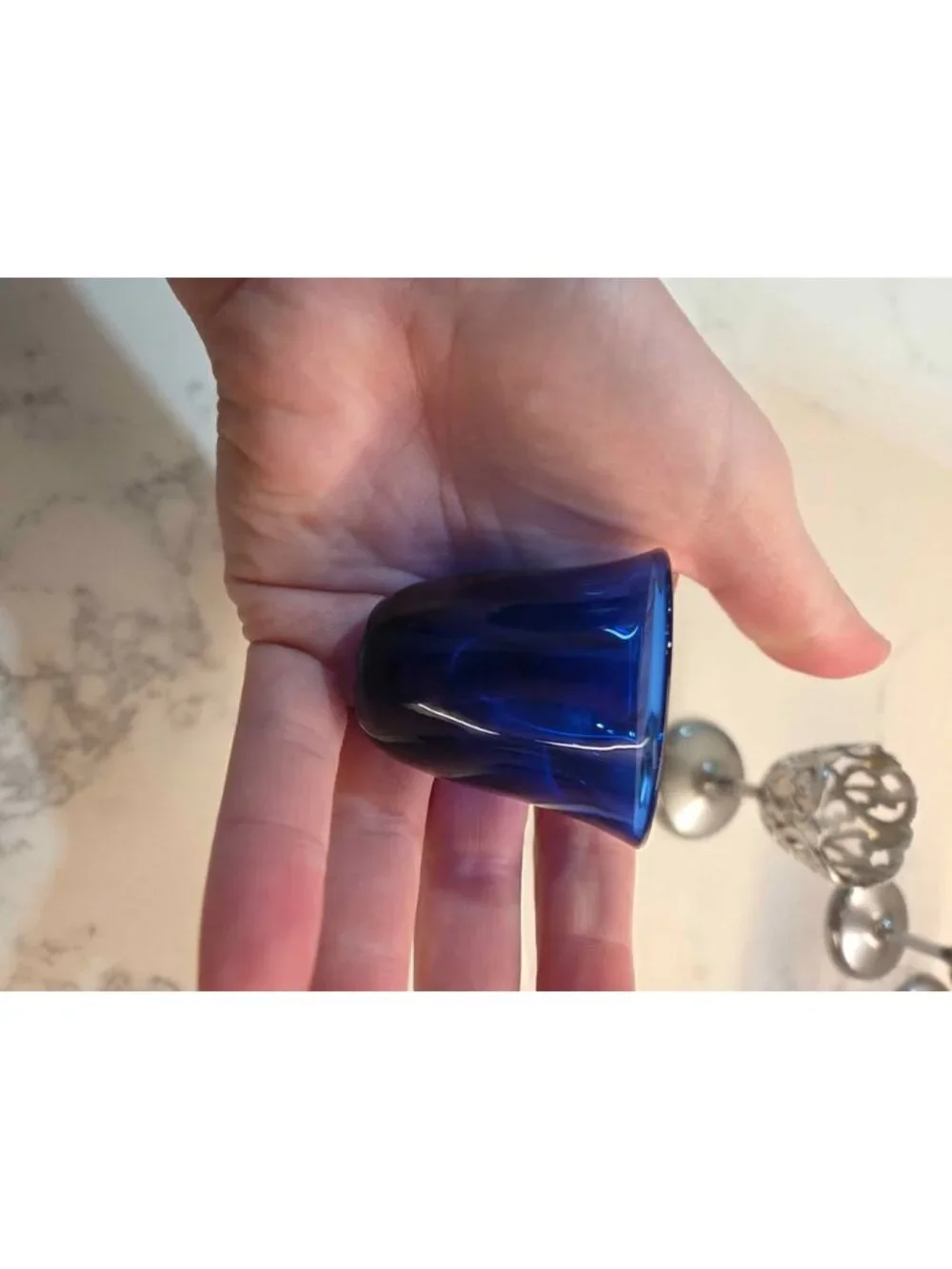 Vintage cobalt blue tiny little liquor glasses 6 total